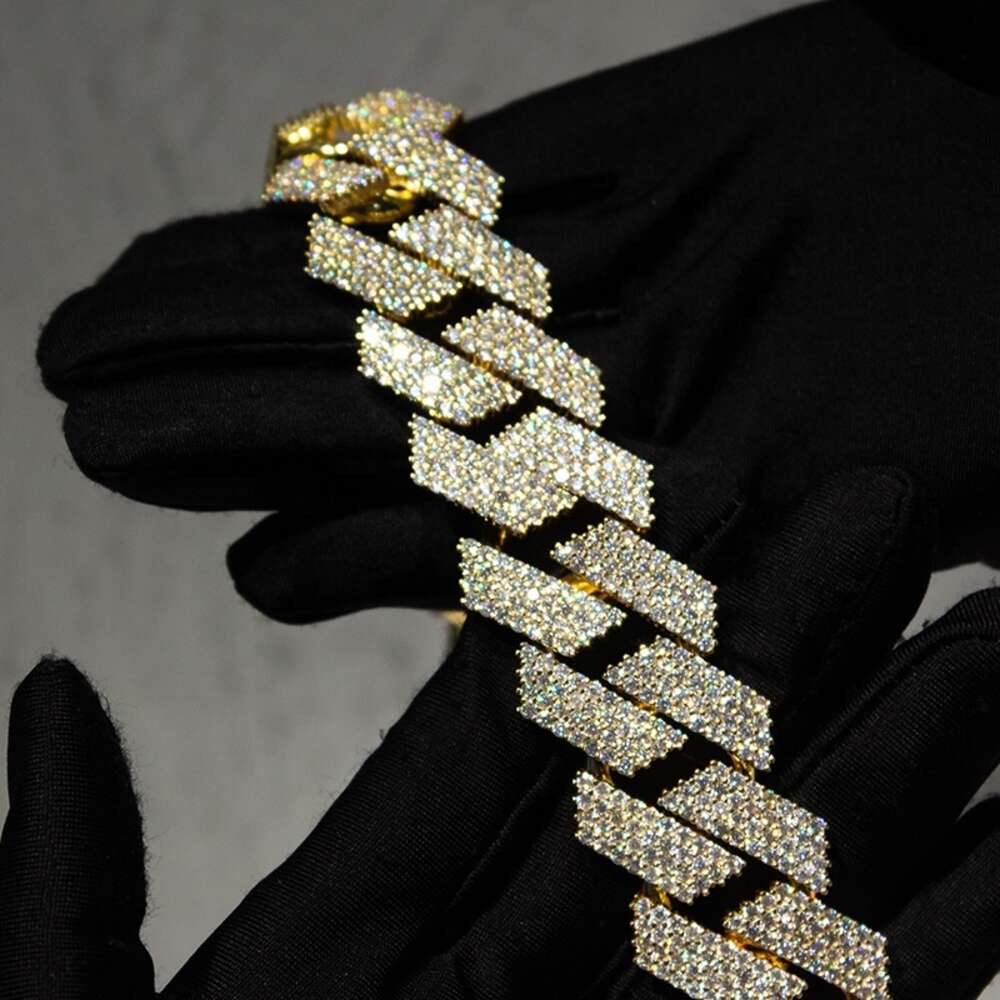 Hip Hop Jewelry Sterg Sier 20mm 4 Rows Vvs Iced Out Moissanite Cuban k Chain
