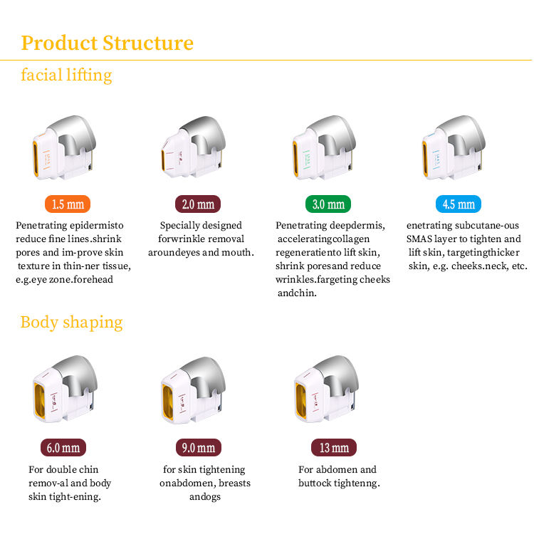 Multifunction 7D HIFU Face Remodeling Smas Skin Rejuvenation Wrinkle Removal Fine Line Improve Body Shaping Ultrasound Machine with 7 Cartridges