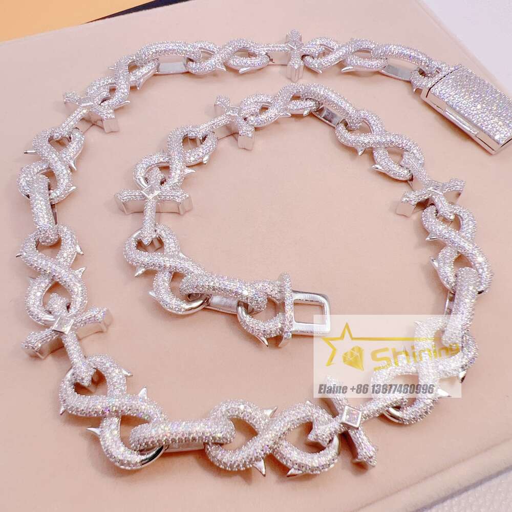 Luxury Design Iced Out Sterling Silver Pure for Men Vvs Moissanite Cuban Link Chain