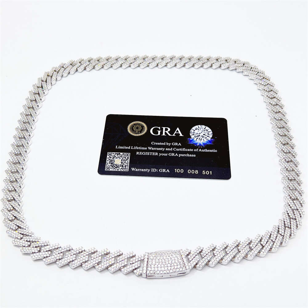 Custom 14mm Moissanite Diamond Cuban Chain Hip Hop Men Jewelry Iced Out Cuban Link Necklace