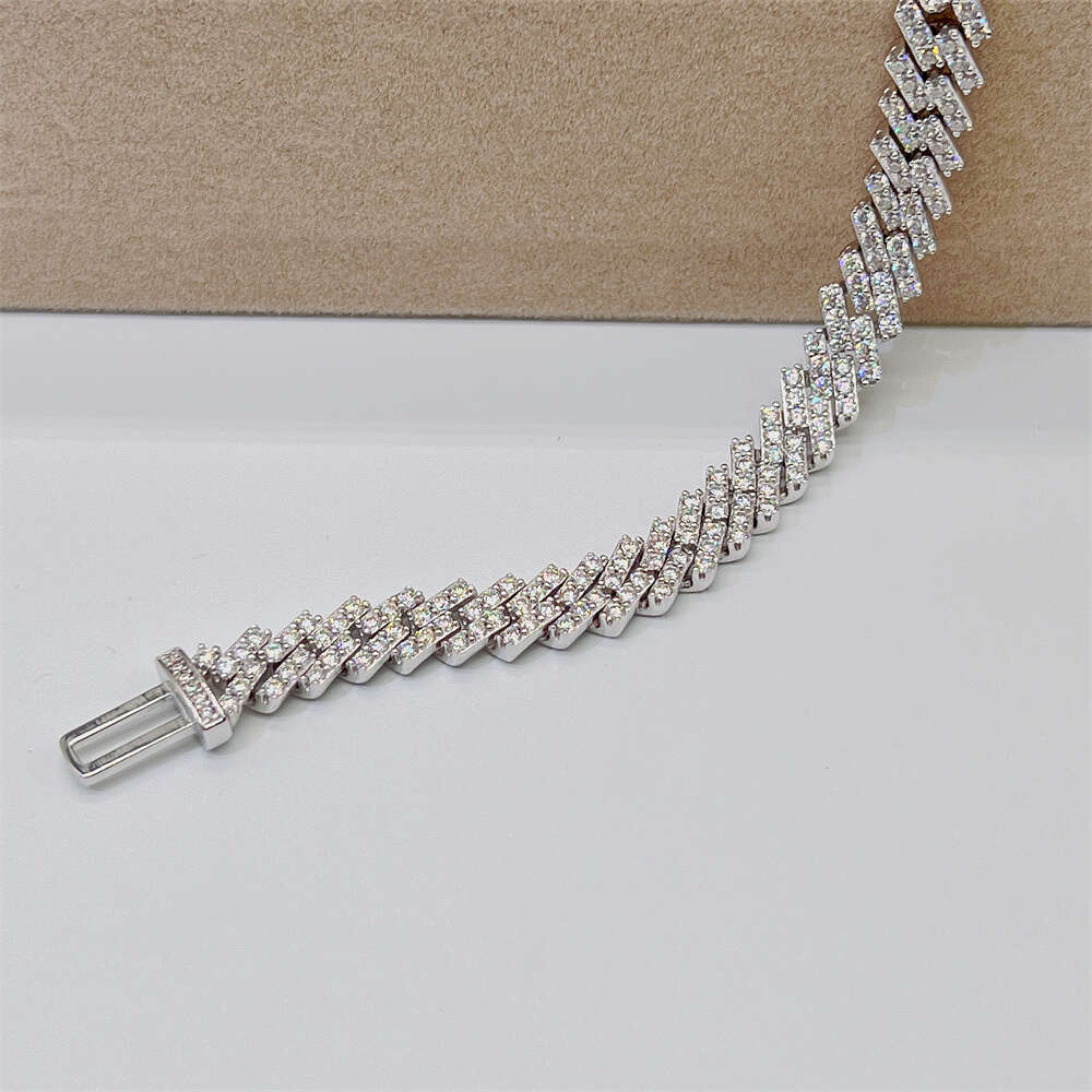 Custom 8mm Moissanite Diamond Cuban Chain Hip Hop Men Jewelry Iced Out Cuban Link Bracelet
