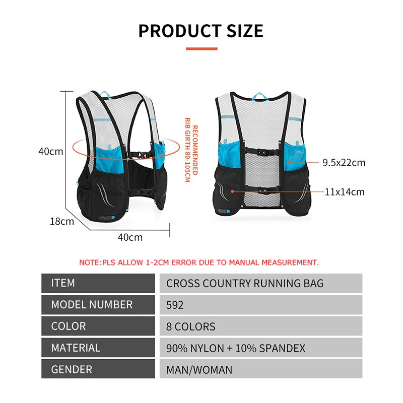 INOXTO Lightweight Running Backpack Hydration Vest Suitable for Bicycle Marathon Hiking ultra-light and portable 2L Water Bag 240627
