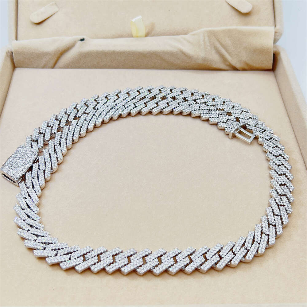 Custom 14mm Moissanite Diamond Cuban Chain Hip Hop Men Jewelry Iced Out Cuban Link Necklace