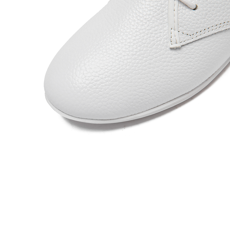 AIYUQI Nurse Shoes Women 2024 Lace-up British Style Simple Cowhide Leather Ballet Flat Casual White Shoes Women Martial Arts Shoes
