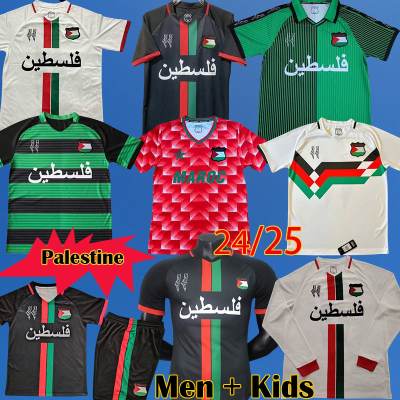 2024 2025 Palestine soccer Jerseys Black Center Stripe Red Green Football Shirt War Justice March Football uniform Palestine Kits