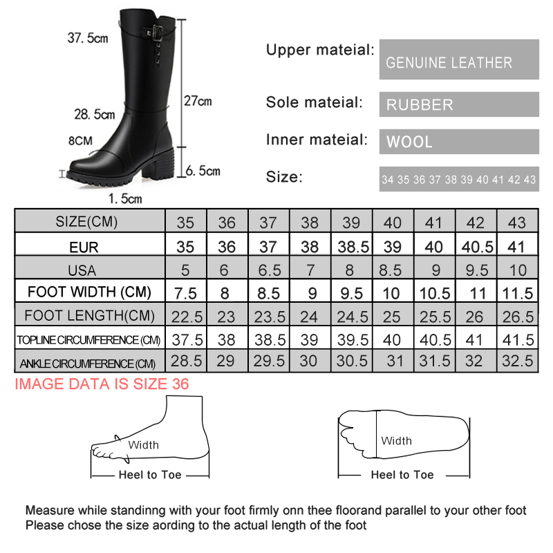 AIYUQI Women Winter Boots High Heels New Warm Wool Large Size Women Long Boots Roman Style Genuine Leather Women Riding Boots