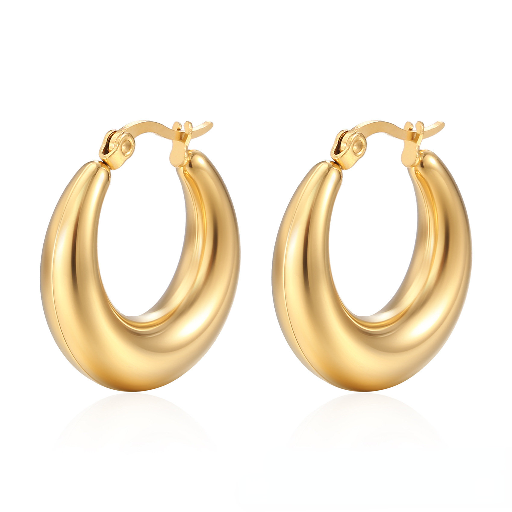 Hypoallergenic Golden Bead Pendant Studs Stylish Shine-Earring Pair For Women's Everyday Wear