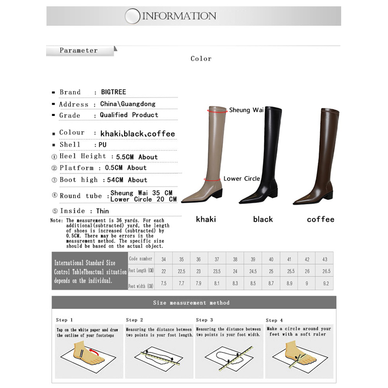 BIGTREE New Leather Boots Sexy Over The Knee Boots Thick Heel Long Boots Women Shoes Pointed Toe High Boots Autumn Winter Shoes