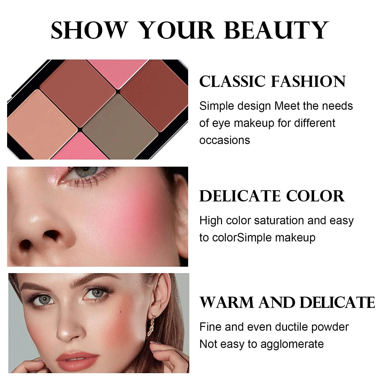 12 Shades Creamy Blush Palette HD Face Essentials Long-Lasting Matte Blush Cream Cover Makeup Palette 0.84oz 240710