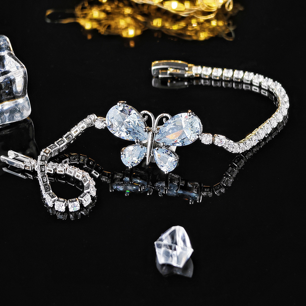 Designer Jewellery High Quality Silver Plated Butterfly Bracelet with Zircon Inlay Shiny Bangle for Daily Wear Gift Textured Fashion Accessory