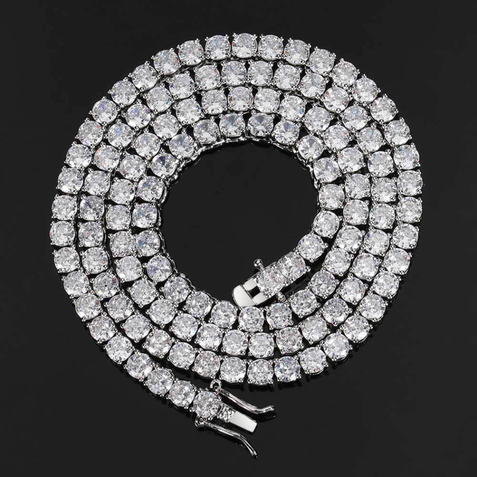 Dia Necklaces Tennis Shiny Crystal Hip Hop Style Gold Plated Necklace Women Jewelry Accessories 40-60CM