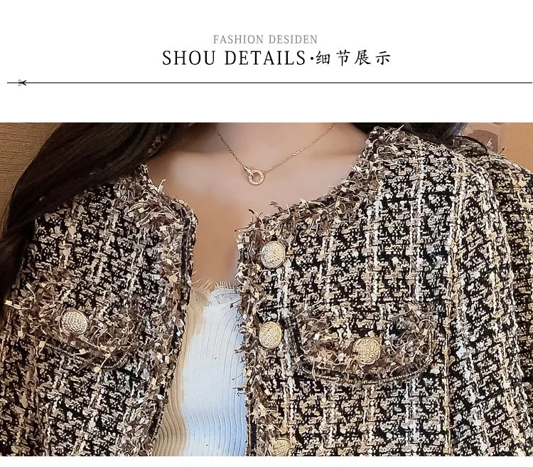 HMA High-Quality Temperament Ladies Runway Style Tweed Women Short Jacket Women Autumn Elegant Female Fashion Coat Top 240704