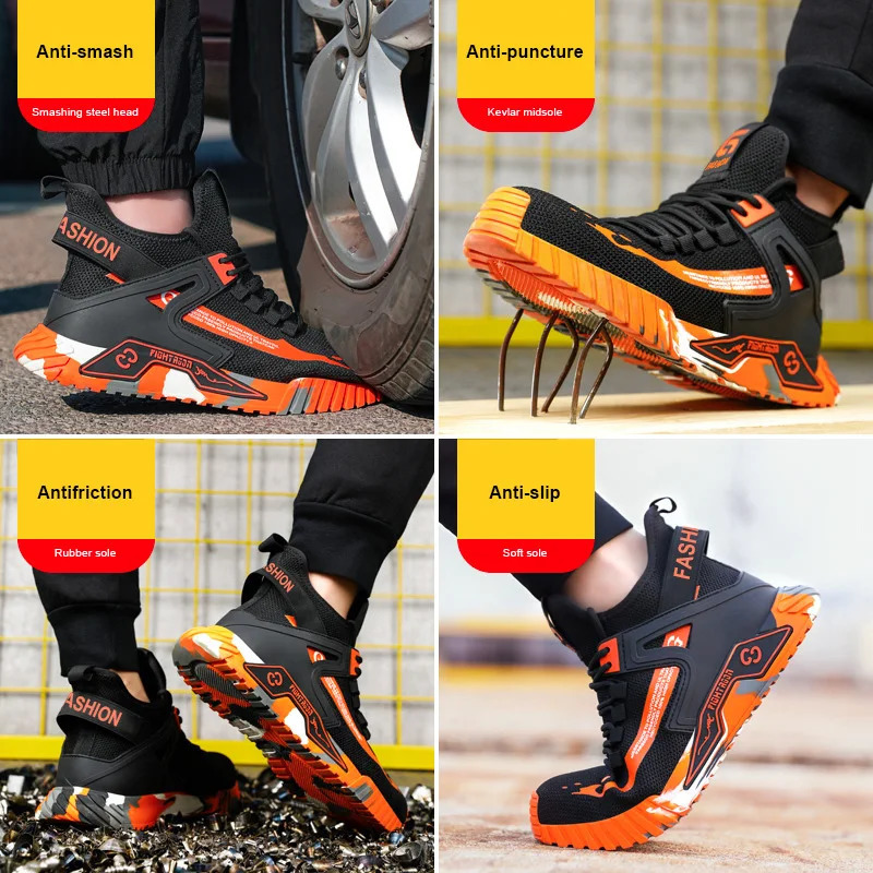 High top Steel Toe Men Anti-puncture Woman Work Safety Boots Man Indestructible Shoes 240703