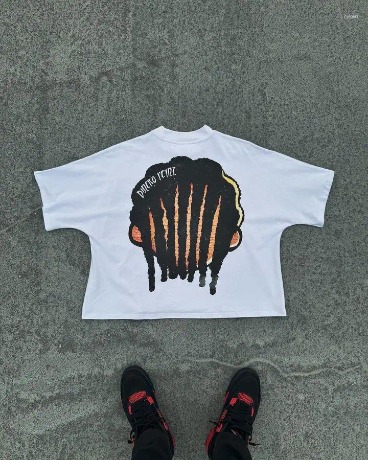 Men's T Shirts Gothic Hip Hop Graphic Full Print T-Shirts For Men Retro Tie Dye Cross Cropped Tops Oversized Loose Short Sleeve Tee