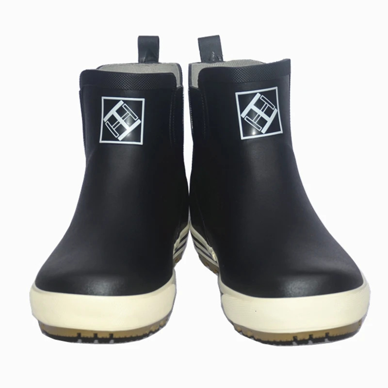 Rainboots Men Rubber Galoshes Waterproof Gumboots Boot with Low Short Tube Fishing Boots and Reflective Bot In Night 240626