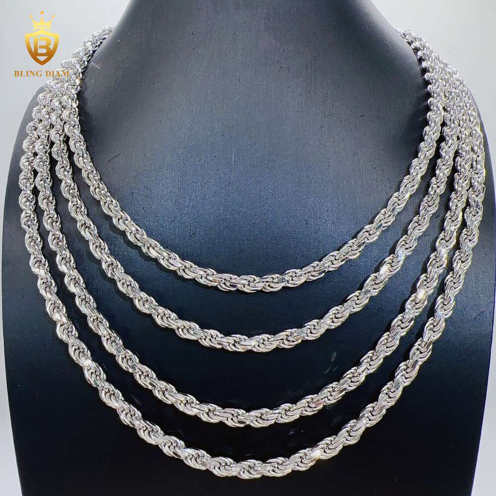 Custom Hip Hop Jewelry 6mm Classical Necklace 925 Sterling Silver Rope Chains for Men Women