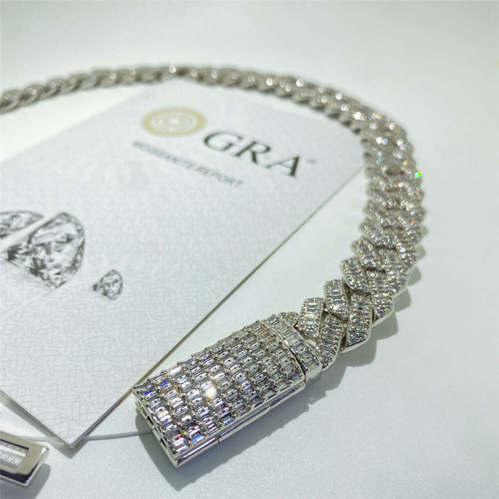 Shenzhen Jewelry Factory Iced Out Vvs Diamond Silver Miami Moissanite Hip Hop Cuban Link Necklace