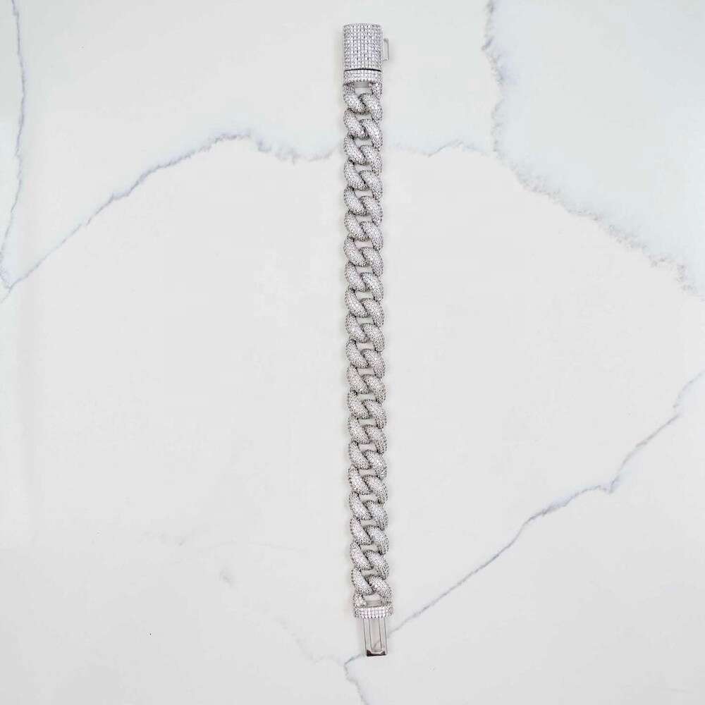 Buss Down 14mm Miami Pave Setting Sterling Silver Iced Out Vvs Moissanite Cuban Link Chain Necklace