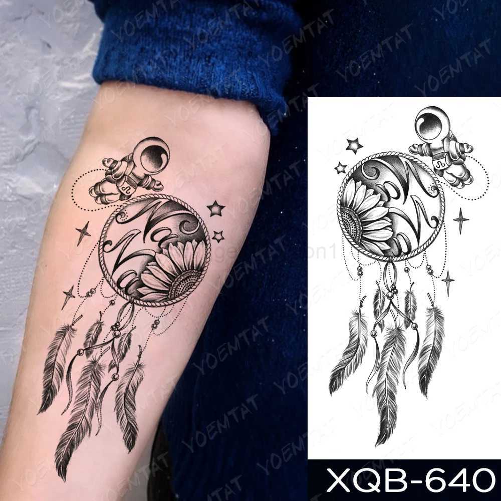 Waterproof Temporary Tattoo Sticker Fire Phoenix Bird Dragon Animal Black Geometric Festival Body Art Arm Fake Tattoos Men WomenB240713