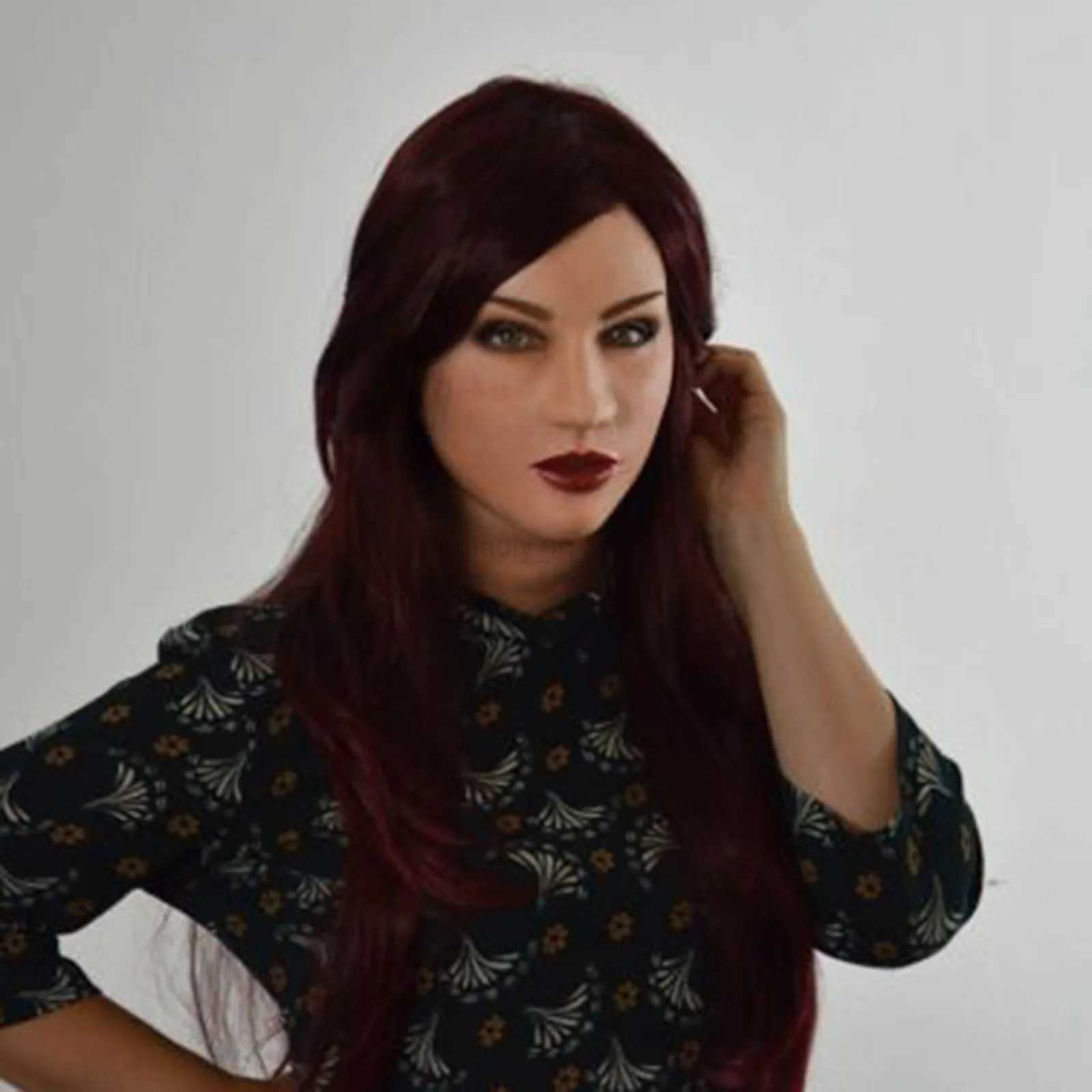 Adult Full Head Mask High Quality Female Shaped Silicone Crossdresser Headgear Halloween Cosplay Accessory Masque HorreurM240711