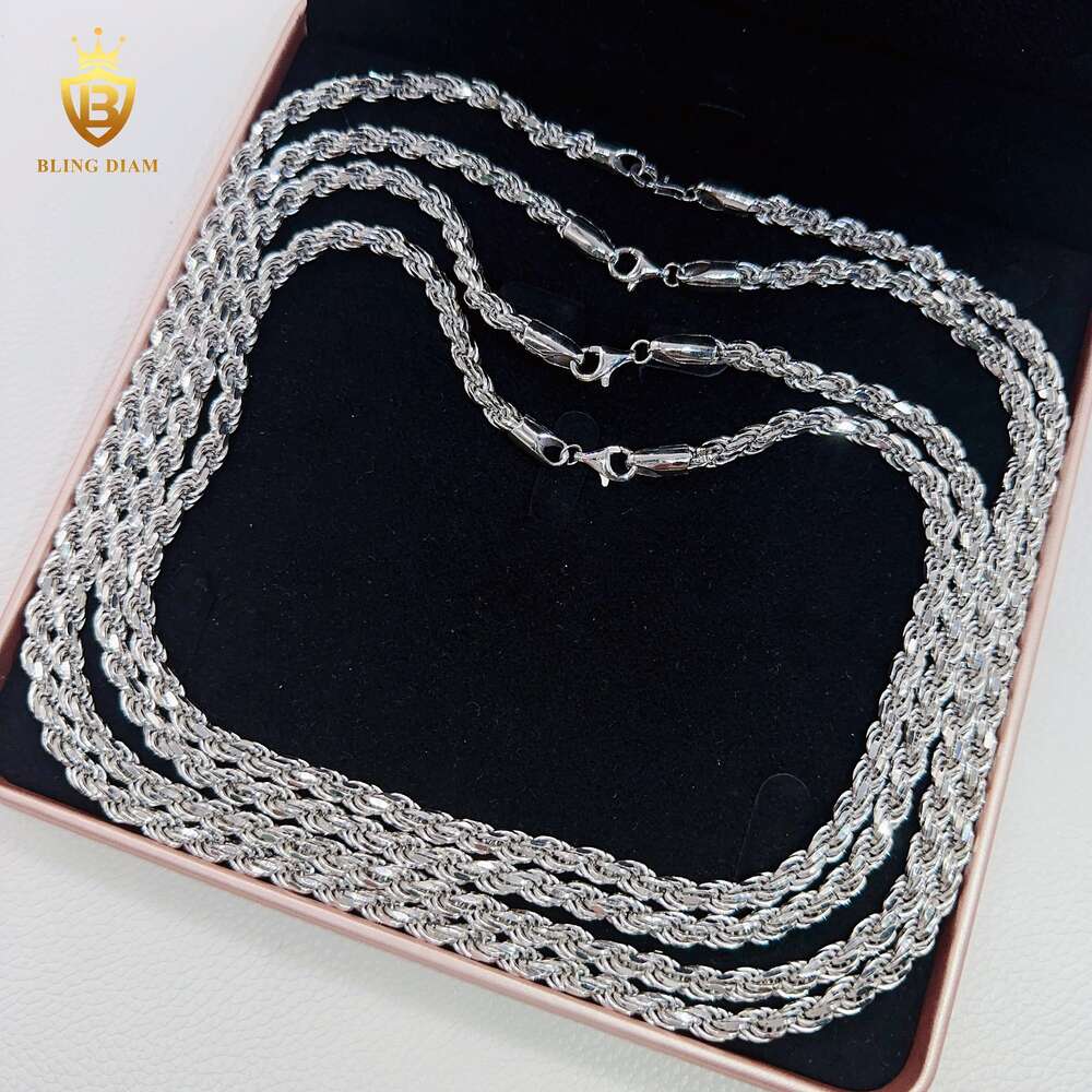 Custom Hip Hop Jewelry 6mm Classical Necklace 925 Sterling Silver Rope Chains for Men Women