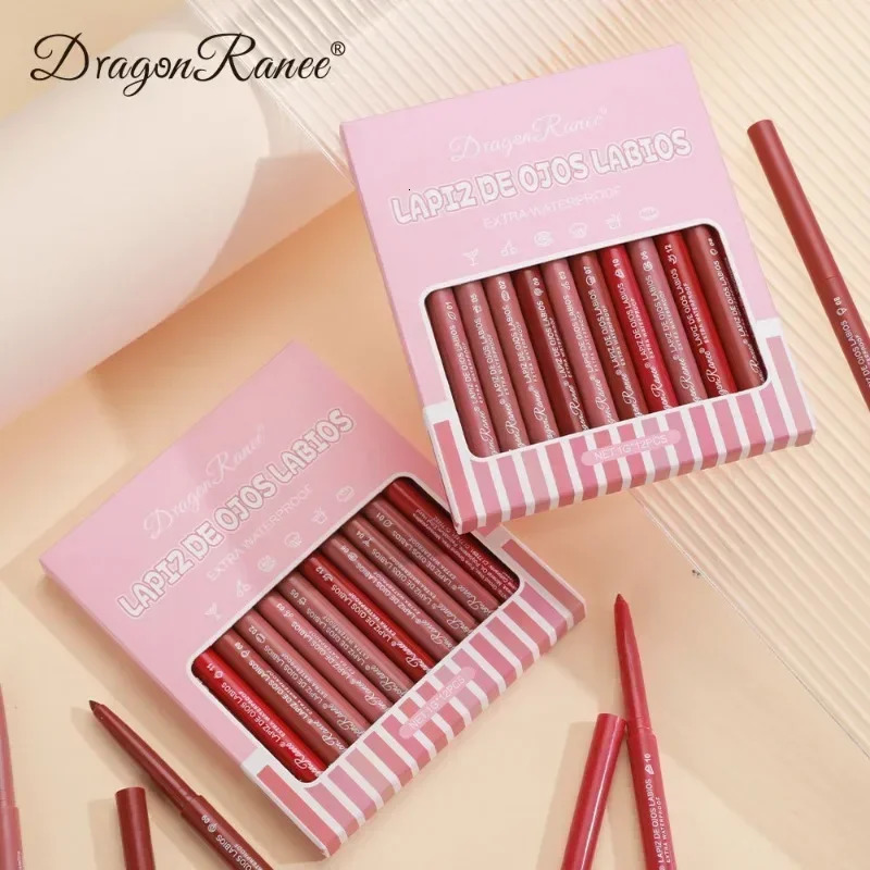 12 pieces/set of waterproof lip liner pencil nude matte lip liner long-lasting lipstick professional makeup lip color 240711