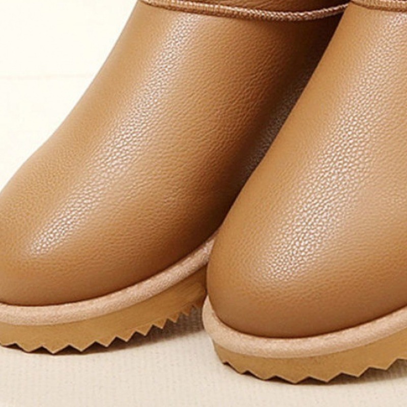 Leather Mid-calf Boots Fluffy Non-slip Waterproof Platform Boots for Women Shoes 2023 Winter Shoes Keep Warm Snow Boots Female