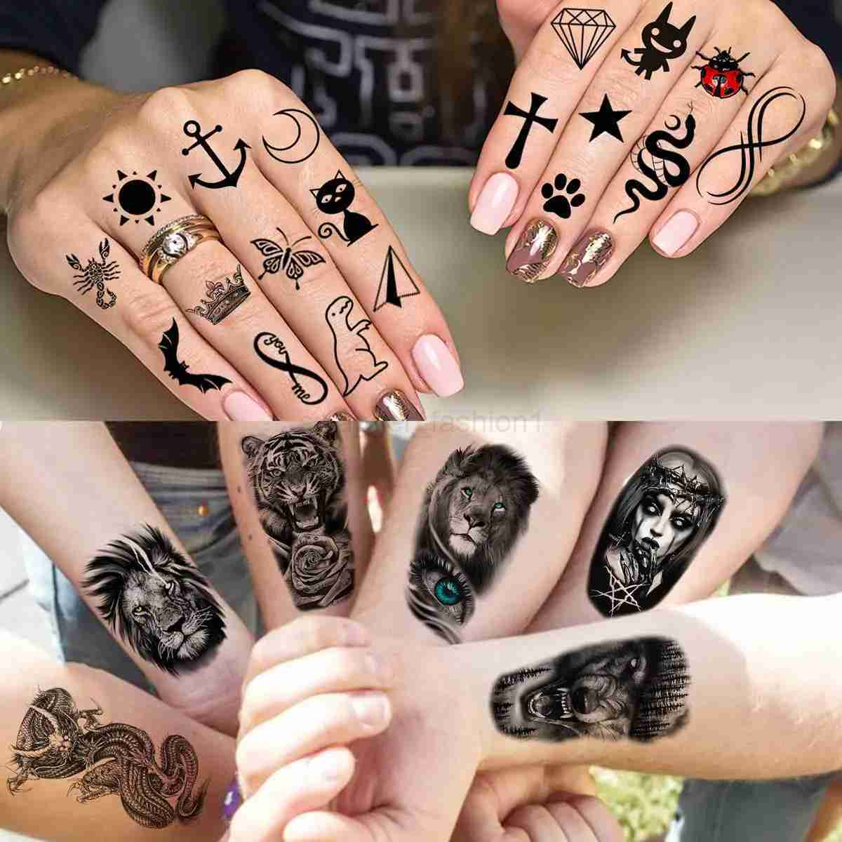 68 Sheets Large Sleeve Temporary Tattoos For Men Women Forearm Fake Tattoo Sticker Black Tiger Lion Owl Skull Tatoos Tribal WolfB240711
