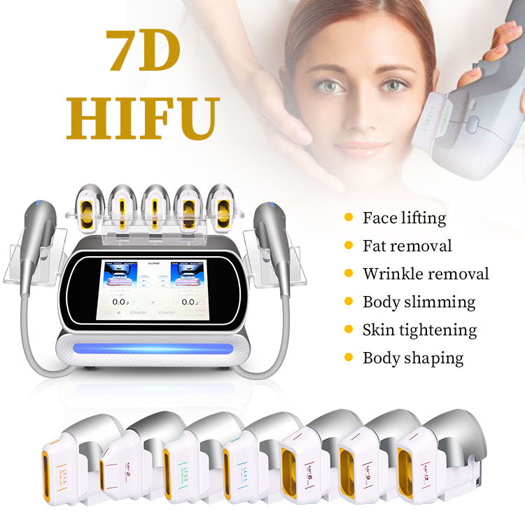 Multifunction 7D HIFU Face Remodeling Smas Skin Rejuvenation Wrinkle Removal Fine Line Improve Body Shaping Ultrasound Machine with 7 Cartridges