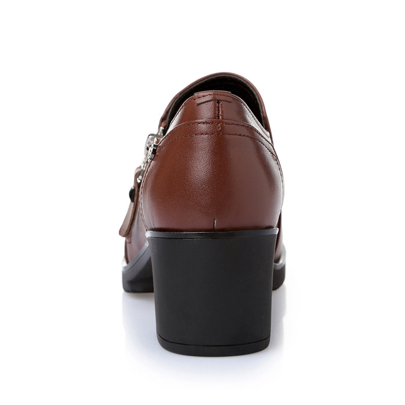 Women shoes waterproof Genuine leather high-heeled women's singles shoes high quality fashion ladies Casual Shoes