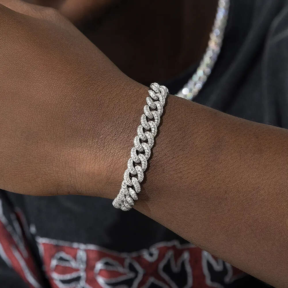Pass Diamond Tester 10mm Cuban Link Bracelet Vvs Moissanite Custom Silver Cuban Bracelet for Men