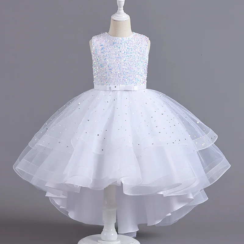 Flower Girls Princess Sequins Baby Wedding Christmas Party Trailing Dress Teenager Children Kids Elegant Vestidos for 3-15Years 240704