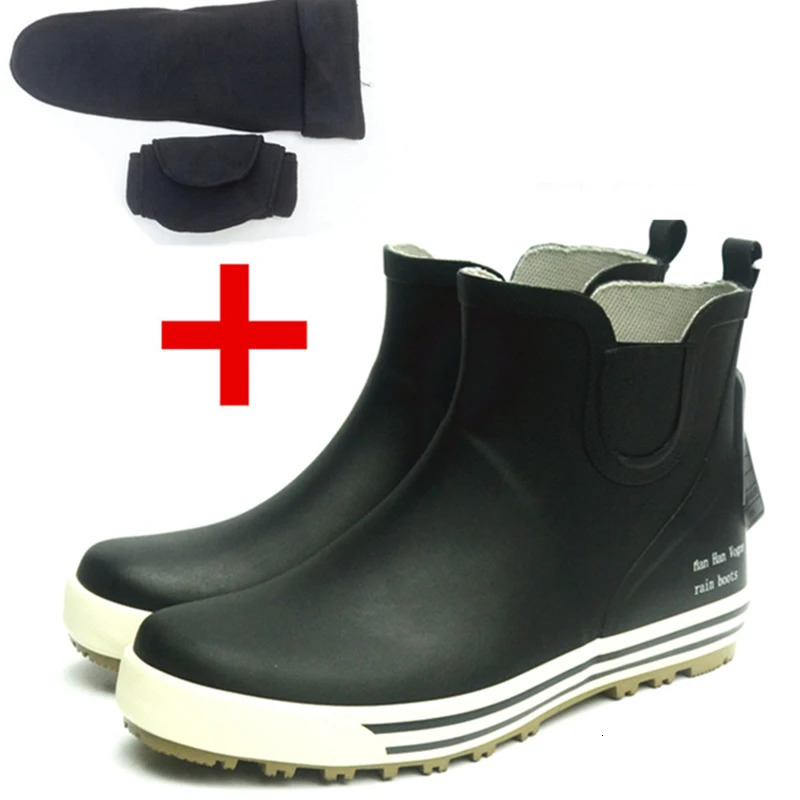 Rainboots Men Rubber Galoshes Waterproof Gumboots Boot with Low Short Tube Fishing Boots and Reflective Bot In Night 240626