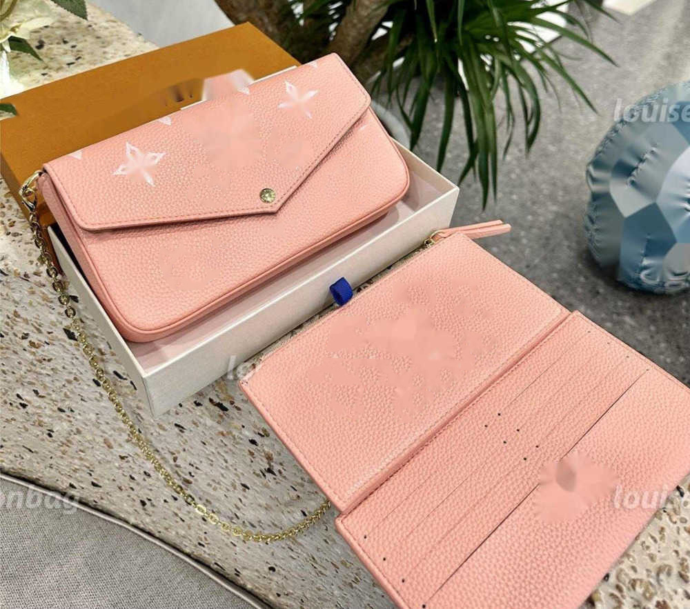 shoulder bags multi felicie pochette women chain bags wallet messenger leather handbags shoulder high-quality flower purse crossbody bag 103801 m61276