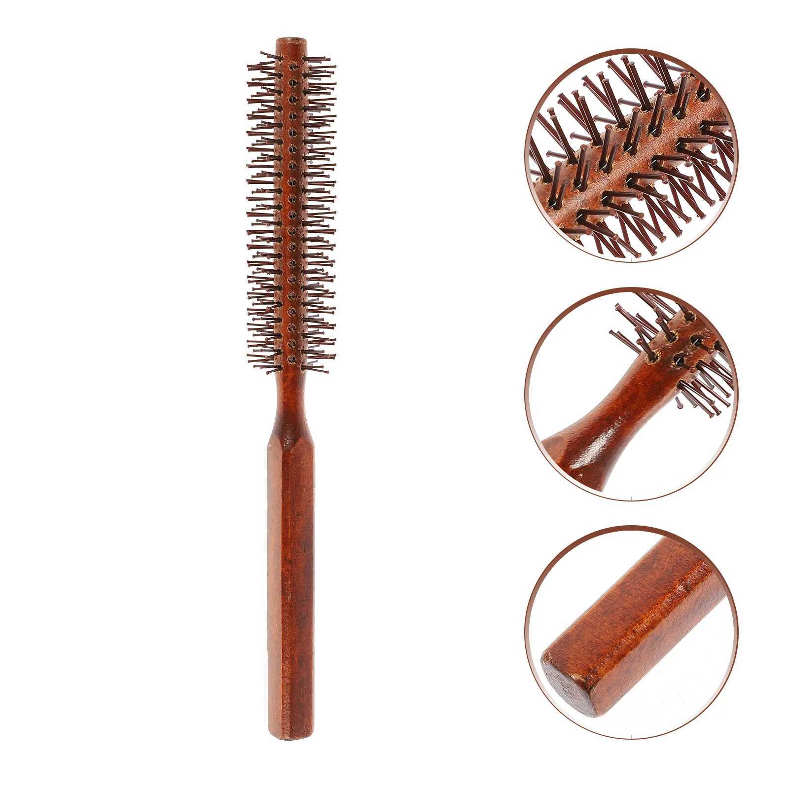 Mini hair brush wooden comb hair dryer dry anti-static hair brush suitable for curly household women round roller ladies W241112