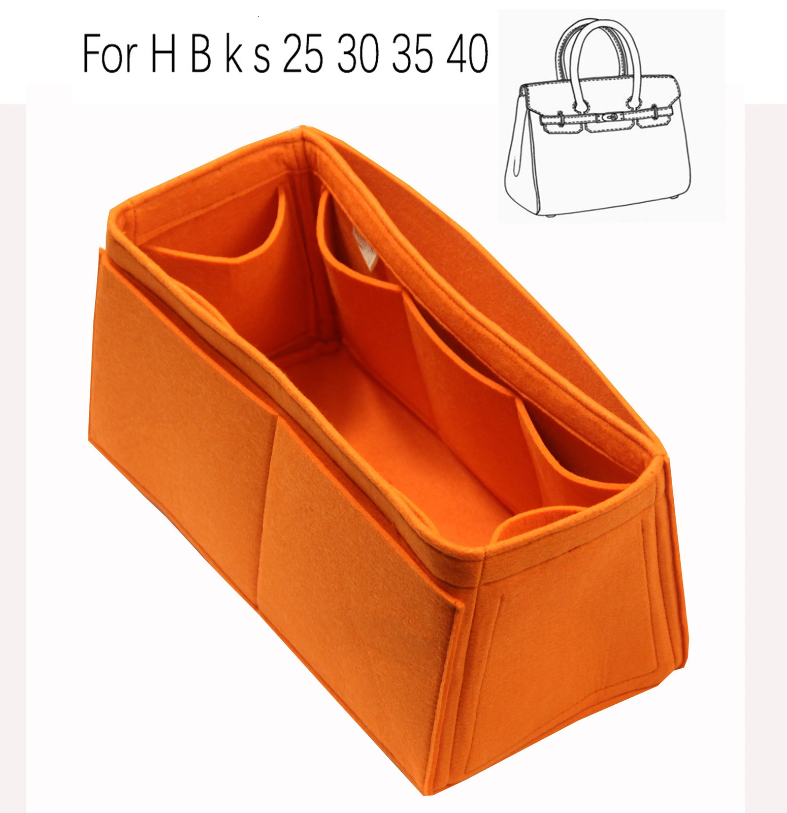 For H 25 Bir 30 k s 35 40 handmade M Felt Insert Bags Organizer Makeup Handbag Organize Portable Cosmetic base shape 240705