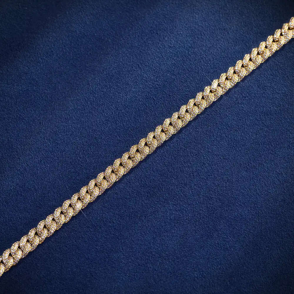 Women 8mm Gold Plated Cuban Chain Iced Out Moissanite Diamond Custom Silver Hip Hop Cuban Necklace