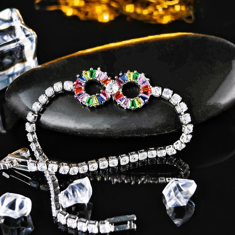 Jewellery High Quality Colorful Zircon Numeric Symbols Bangle with Crystal Rhinestone Party Gift Accessories for All Occasions Textured Statement Jewe