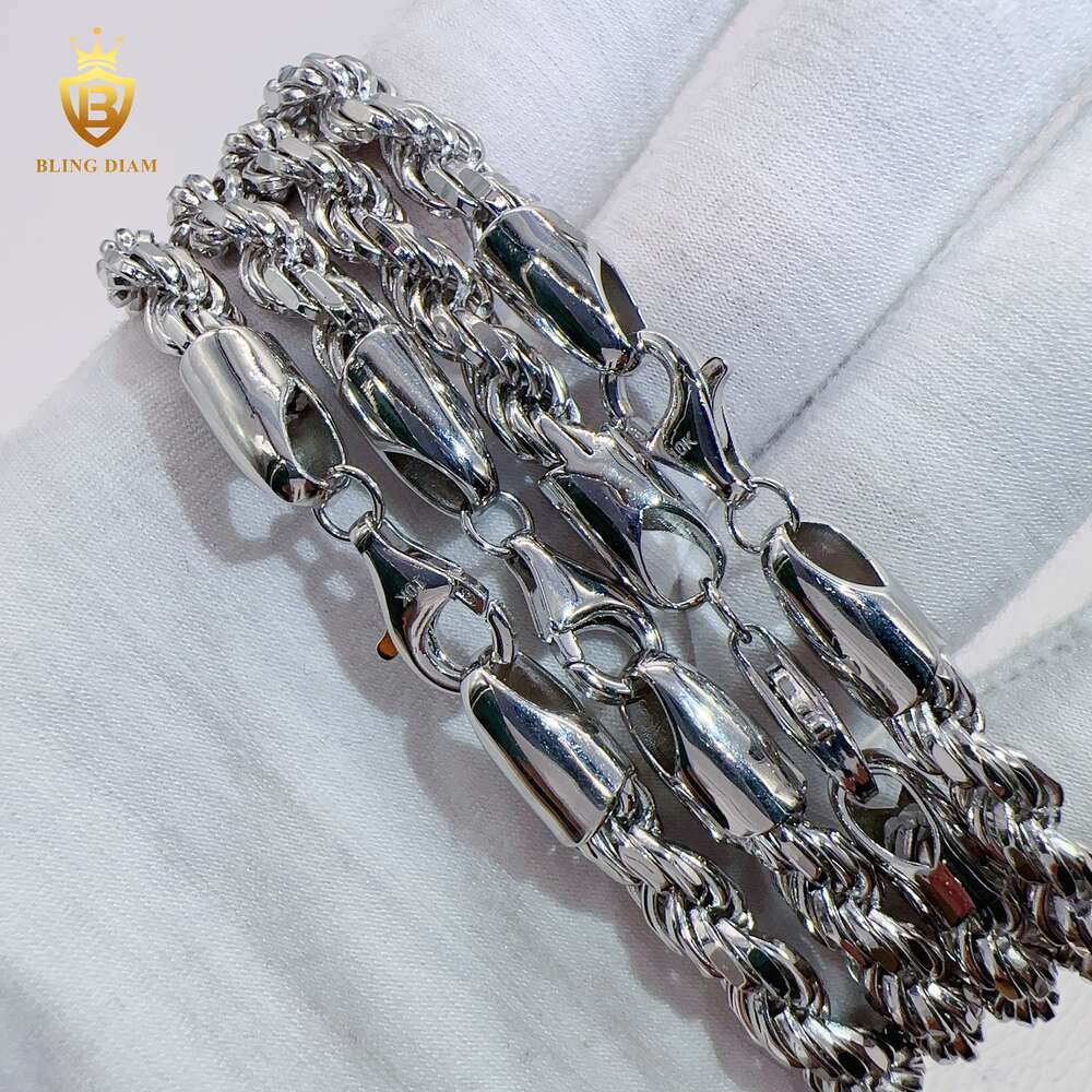 Custom Hip Hop Jewelry 6mm Classical Necklace 925 Sterling Silver Rope Chains for Men Women