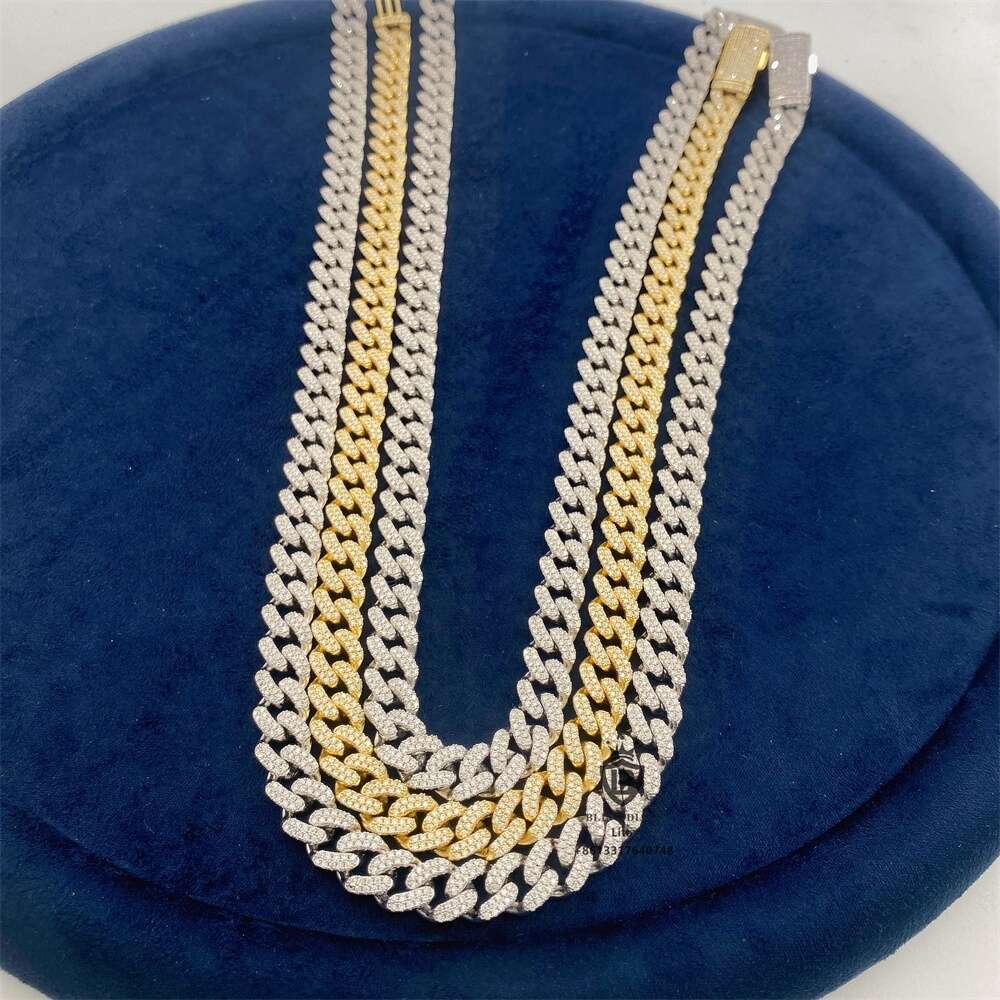 Gra Certificate Best Quality 925 Sterling Silver 10mm Cuban Link Chain Iced Out Women Fashion Jewelry Necklaces
