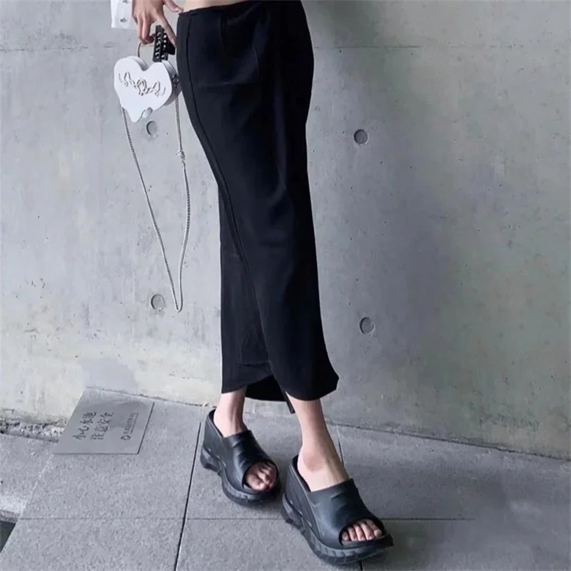 Womens high heels slider 2024 summer large-sized street fashion slider outdoor candy color wedge platform sandals 240711