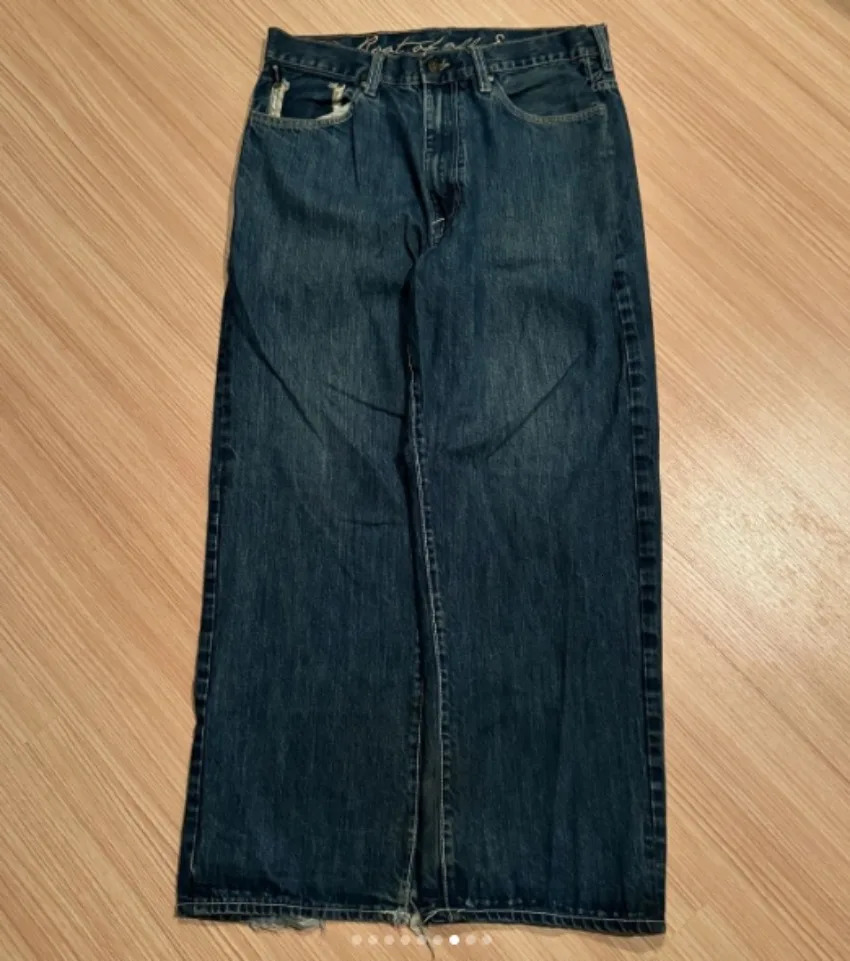 European and American Embroidery Casual Slim Jeans Male Y2K American Street Hip-hop Retro Loose Wide-leg Straight Pants Trousers 240704