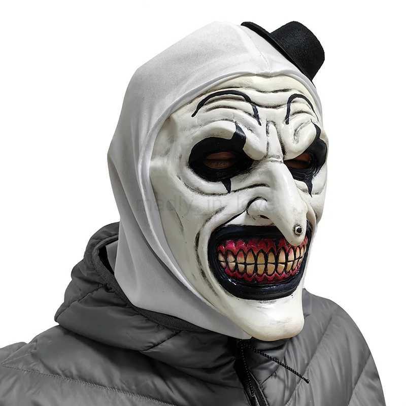 Horror Terrifier Clown Mask Cosplay Clown Funny Latex Soft Demon Evil Joker Halloween Party Costume Masks Adult One SizeM240711