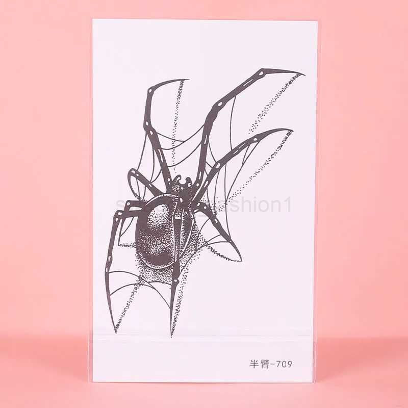 Black Spider Temporary Tattoo Stickers Waterproof Long Lasting One Week To Two Weeksrealistic For Men Neck Arm ChestB240711
