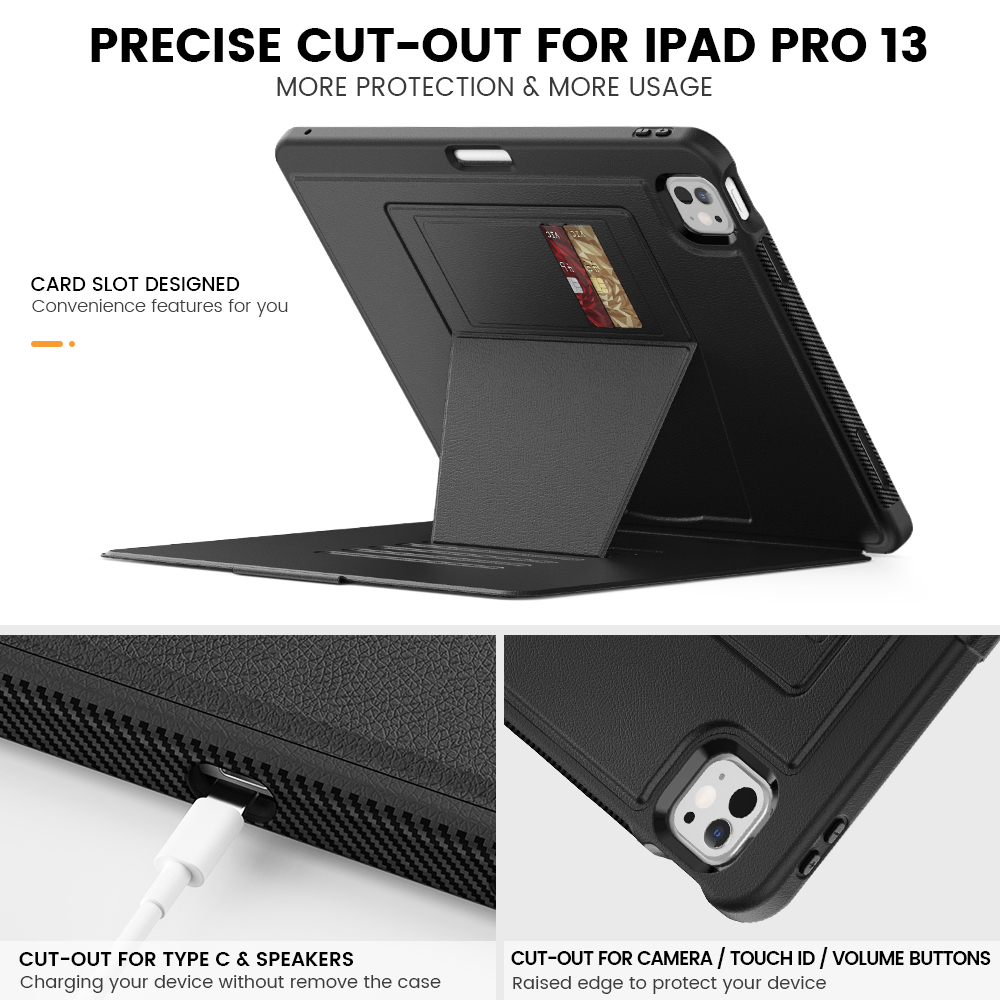 Magnetic Smart Tablet Case For IPad Pro 13 inch M4 Air 13" M2 Shockproof Folio Leather Case with Auto Sleep/Wake Smart Cover Multi-Angle Stand Pe