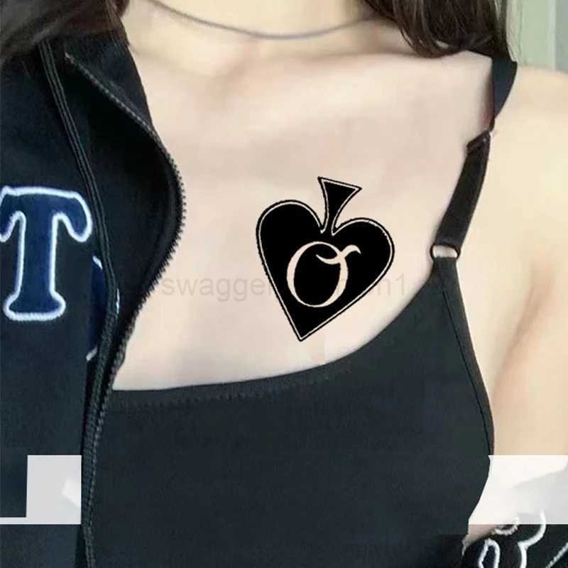 Poker Spades Waterproof Temporary Tattoos Women Fake Tattoo Body Stickers Tatoo Men Festival Tattoo Tatuajes Faux TatouageB240711