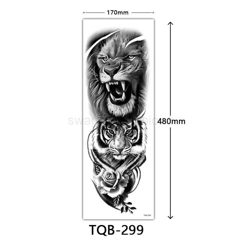 Body Art Full Fake Tatoo Tiger Wolf Flowers Rose Large Arm Tattoo Sticker Full Sleeve Waterproof Semi Permanent Tattoo Women ManB240711