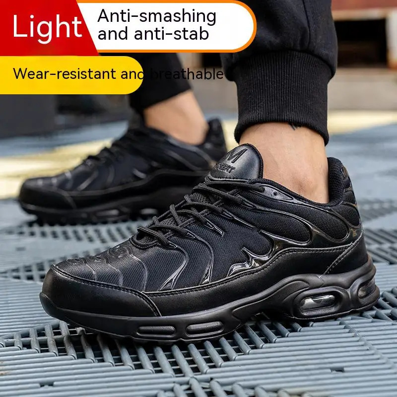 Air Cushion Men Boots Work Sneakers Lightweight Breathable With Steel Toe Safety Shoes PunctureProof H883 240702 - view 3