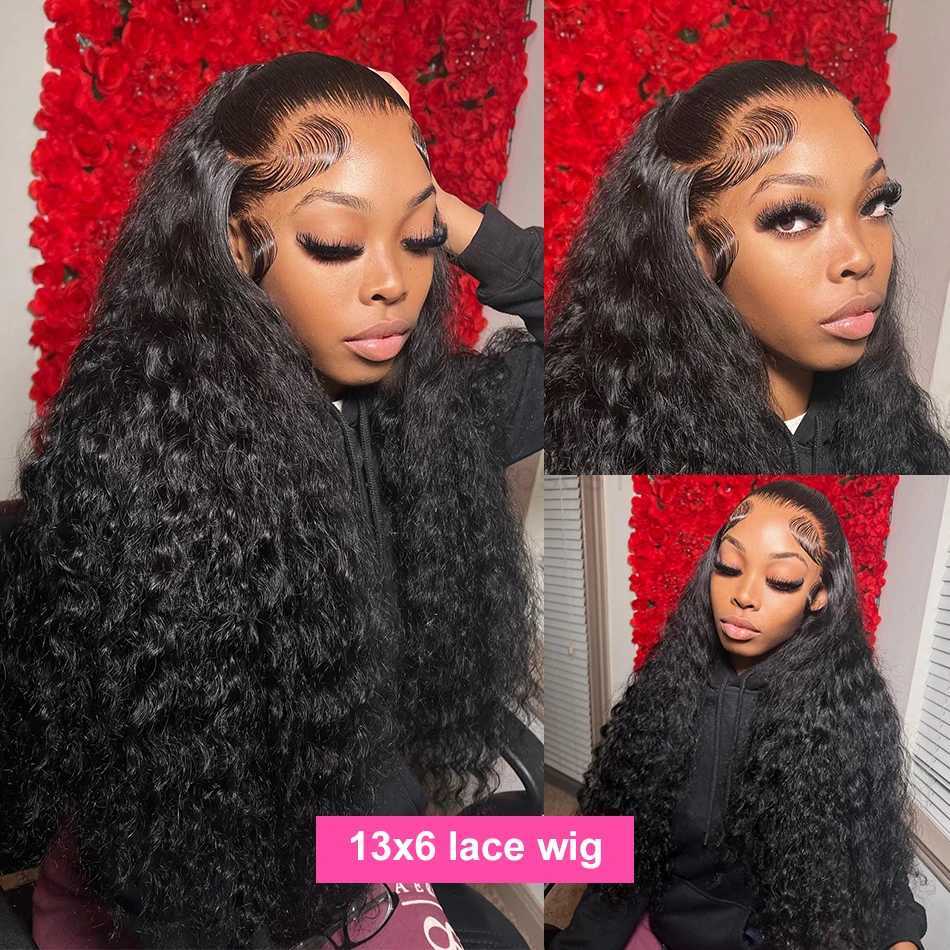 HD water wave wigs 13x4 13x6 lace frontal 30 40 inches glueless brazilian curly deep wave human wigs 100% on sale for womenM240712