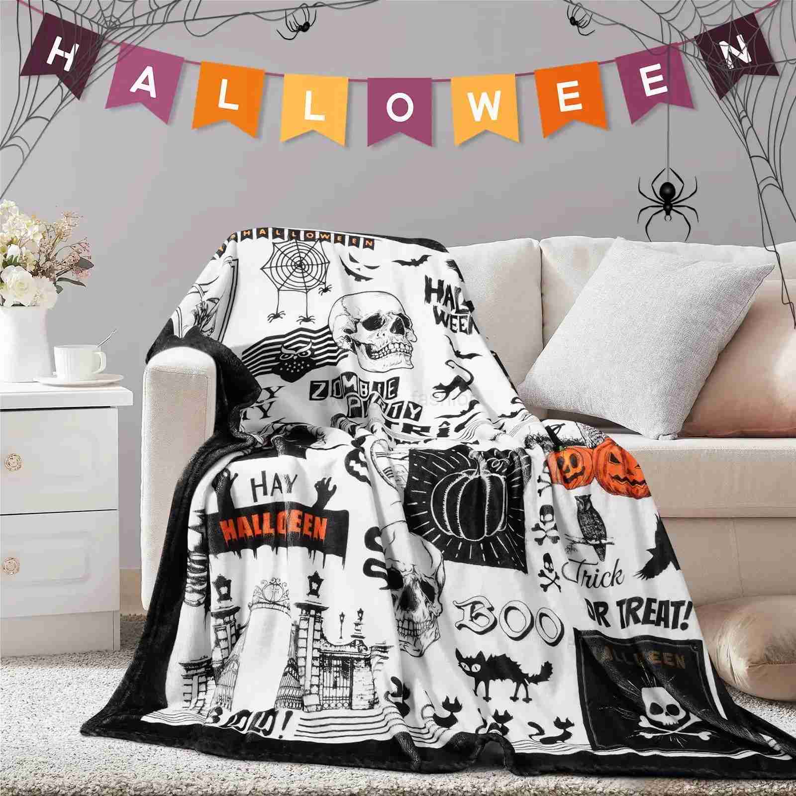Halloween Throw Blanket for Couch Bed Halloween Fall Thanksgiving Gift Blanket Pumpkin and Ghost Print Blankets Sofa BlanketsB270712